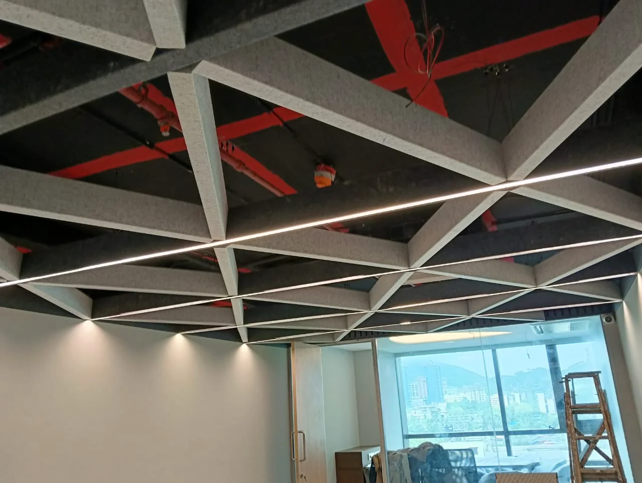 Cross-grid ceiling baffle installation